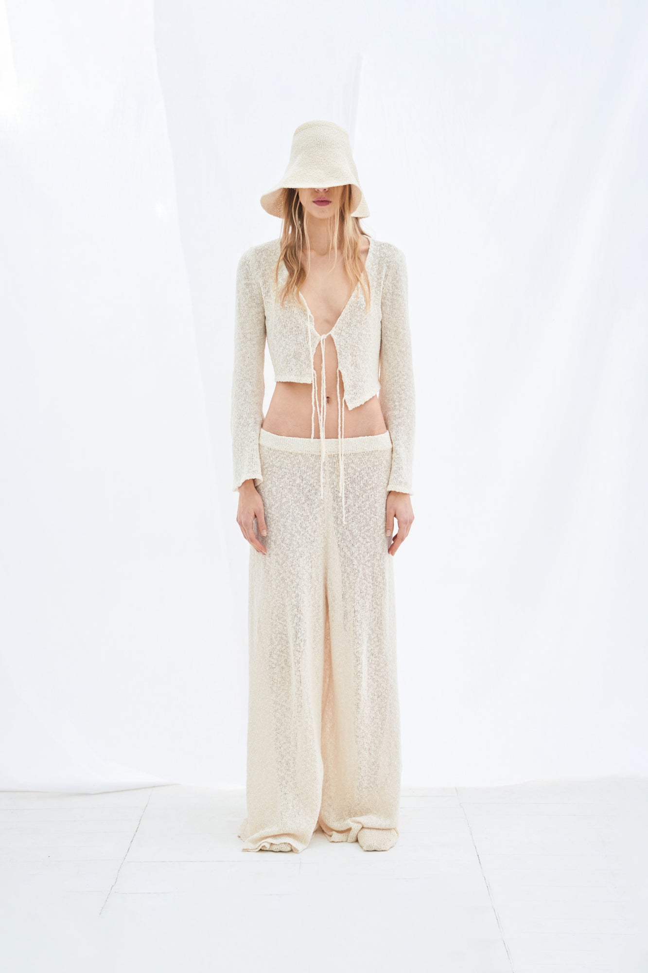 Boucle wide pants