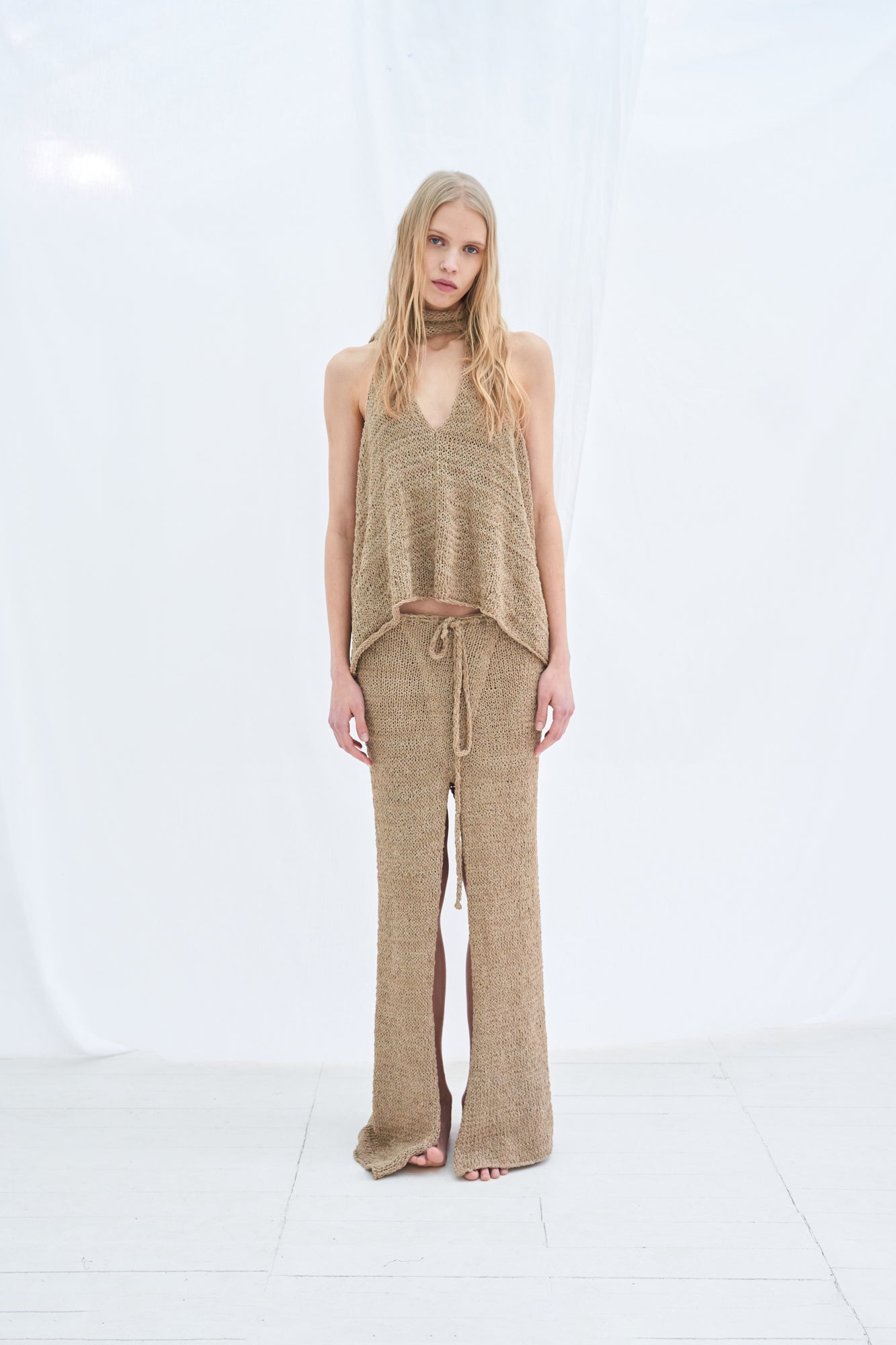 Knit panneled maxi skirt