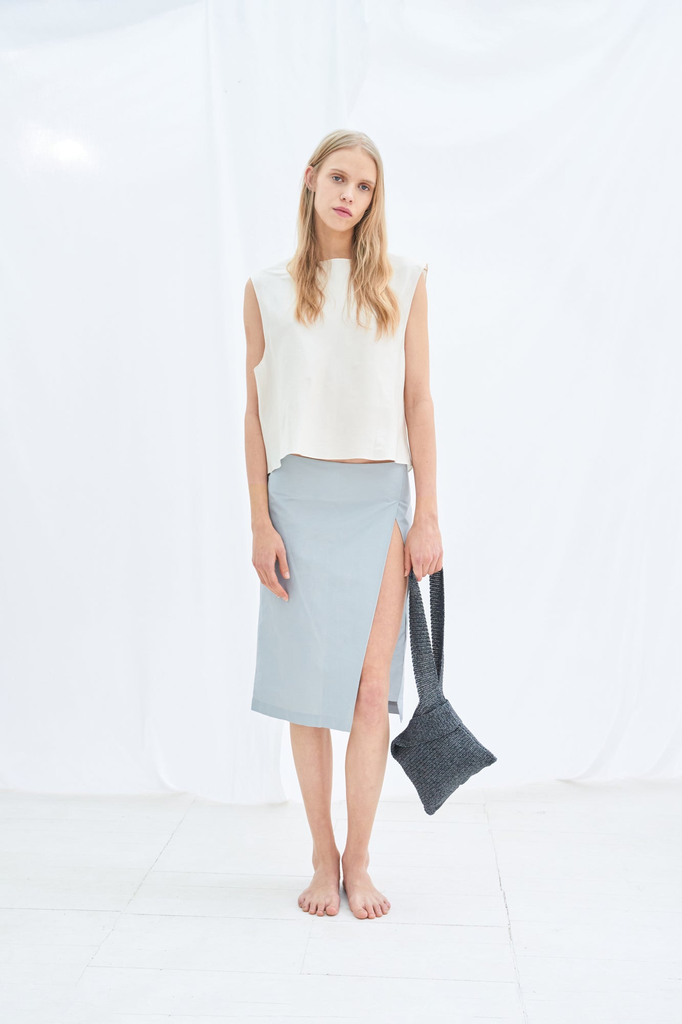 Panelled midi skirt