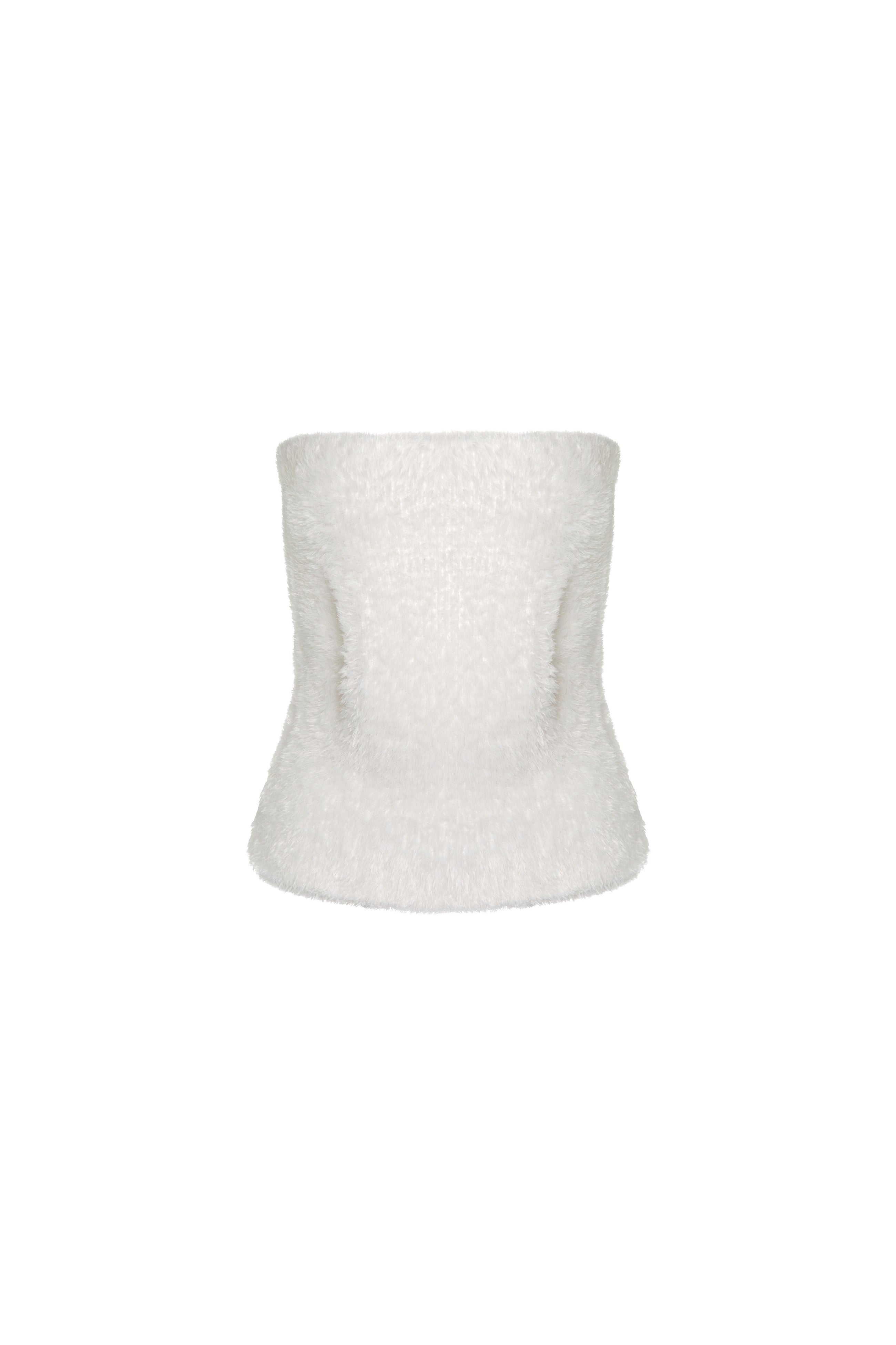 Fluffy white top with a pocket