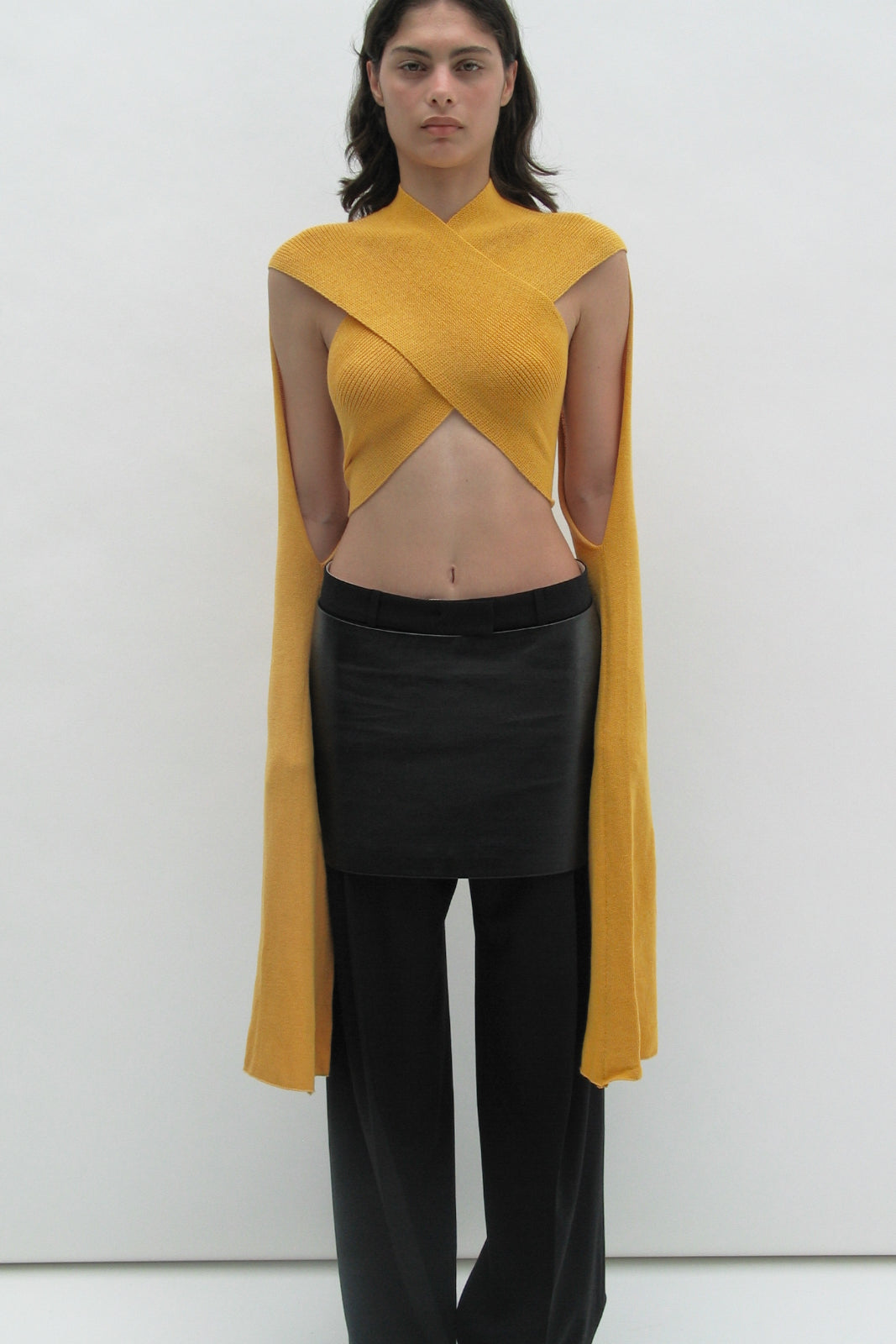 Crossover orange strap top