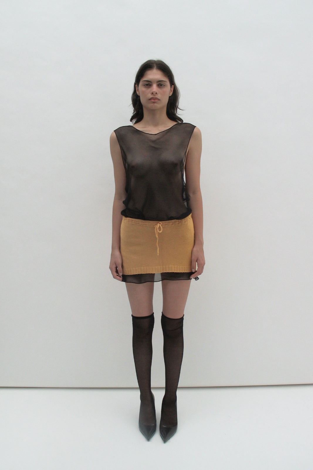 Knit orange mini skirt