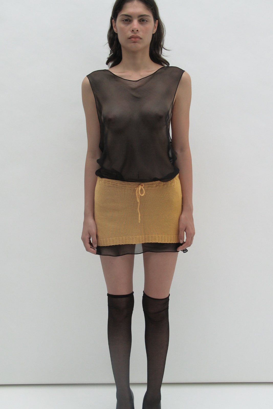 Knit orange mini skirt