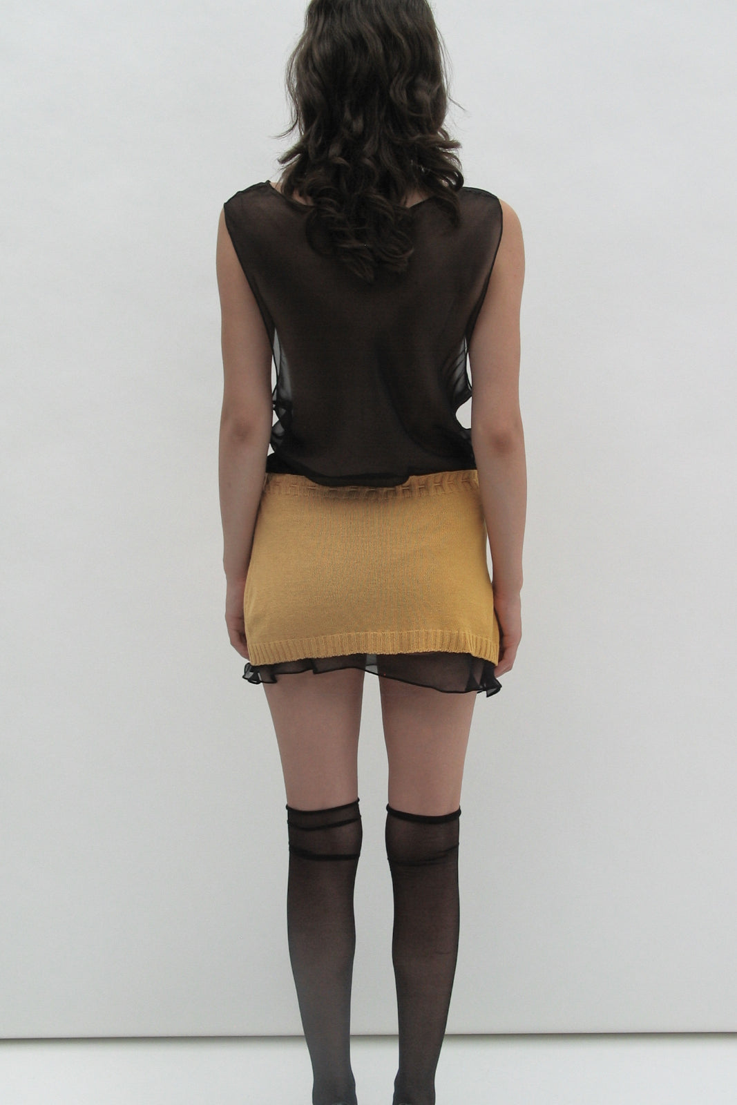 Knit orange mini skirt