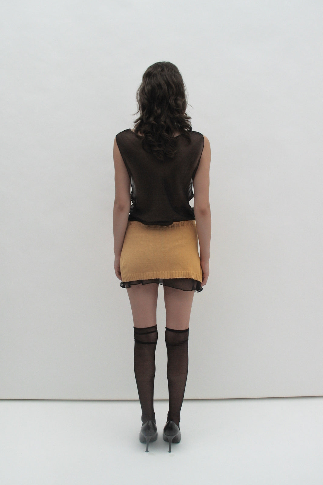 Knit orange mini skirt