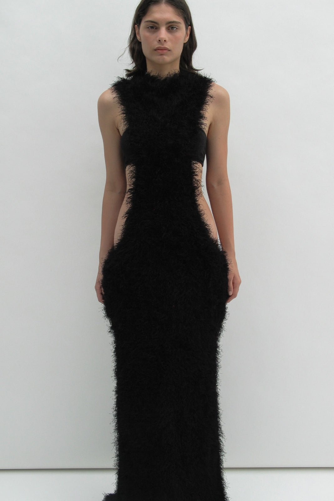 Fluffy cutout dress