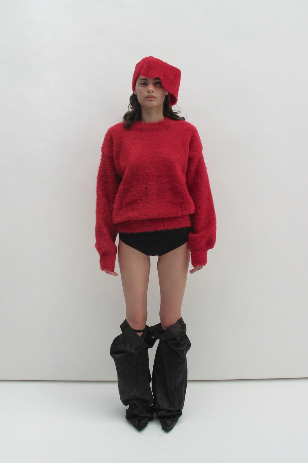 Fluffy red sweater