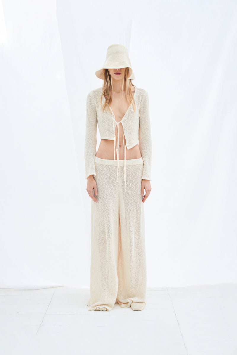 Boucle wide pants