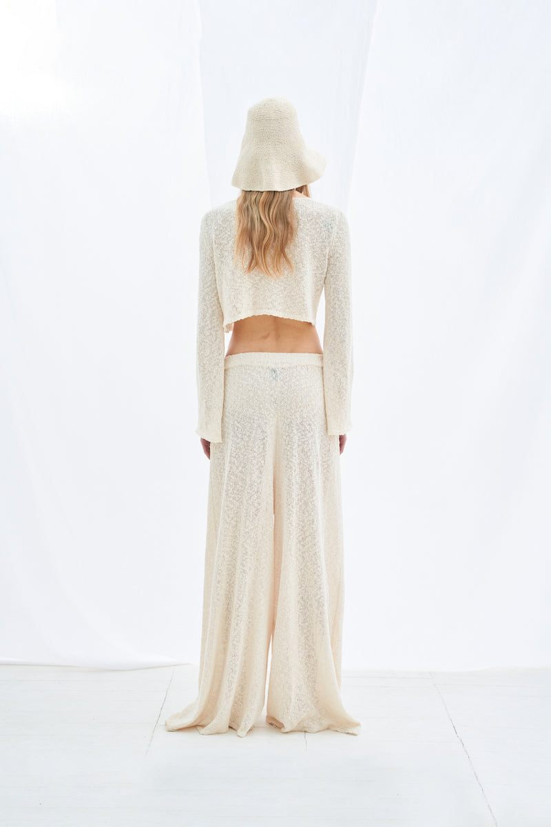 Boucle wide pants