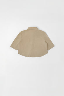 Beige 3/4 Sleeve Micro Suede Blouse
