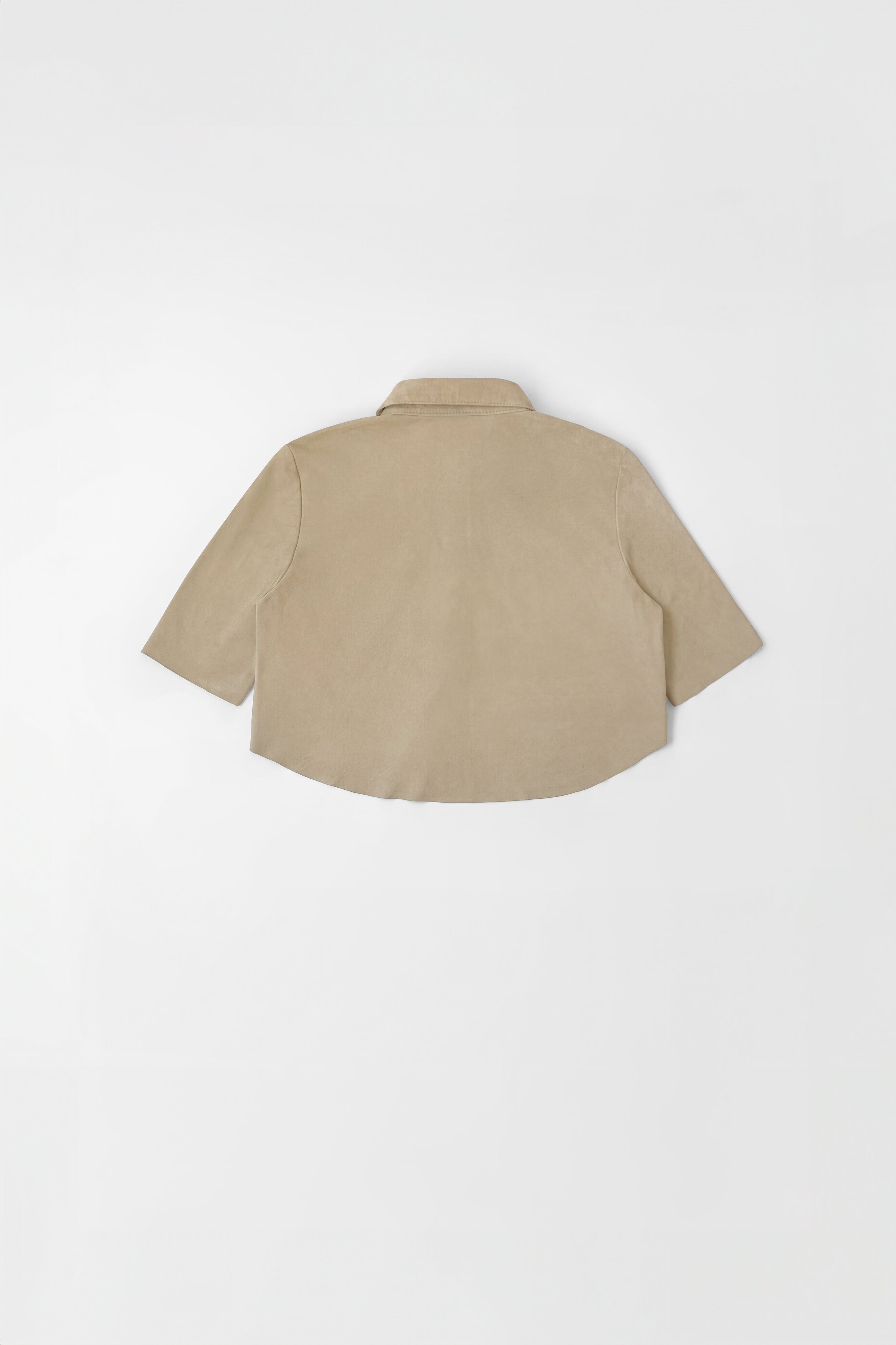 Beige 3/4 Sleeve Micro Suede Blouse