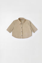 Beige 3/4 Sleeve Micro Suede Blouse