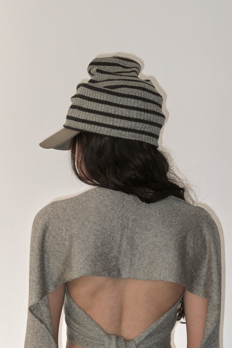 Khaki Striped Beanie