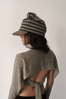 Khaki Striped Beanie