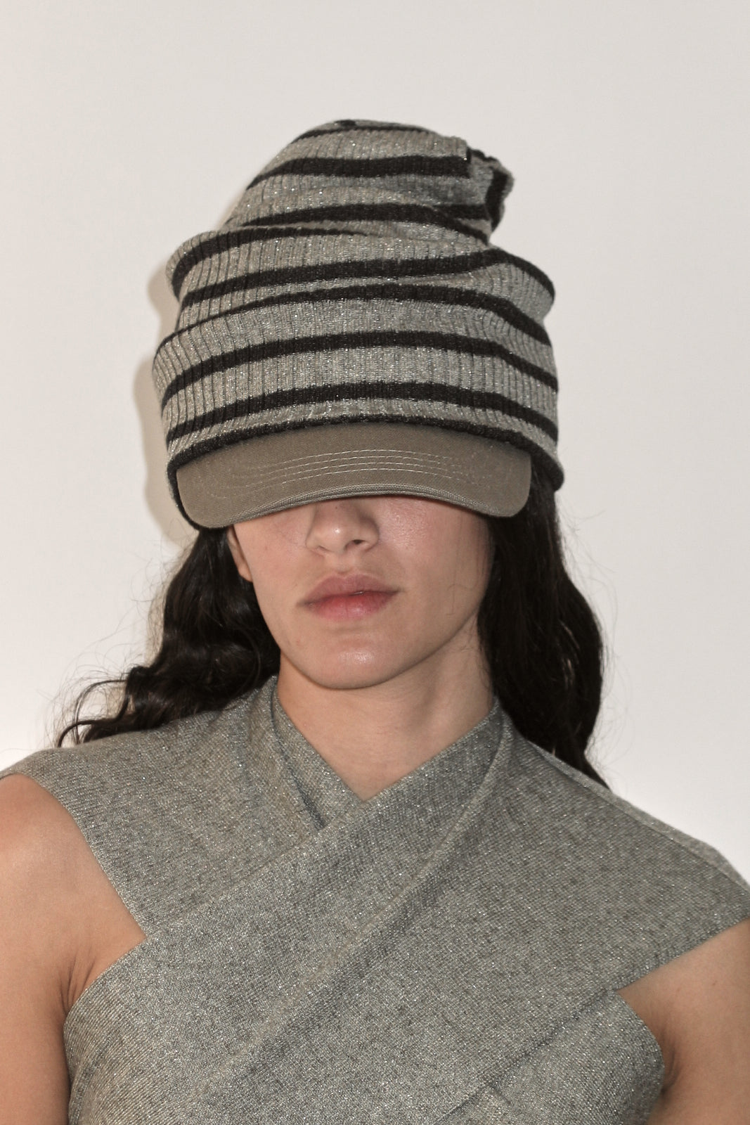Khaki Striped Beanie