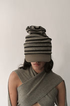 Khaki Striped Beanie