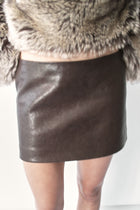 Dark Chocolate Micro Leather Skirt