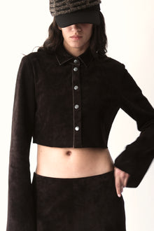 Dark chocolate Micro Suede Blouse