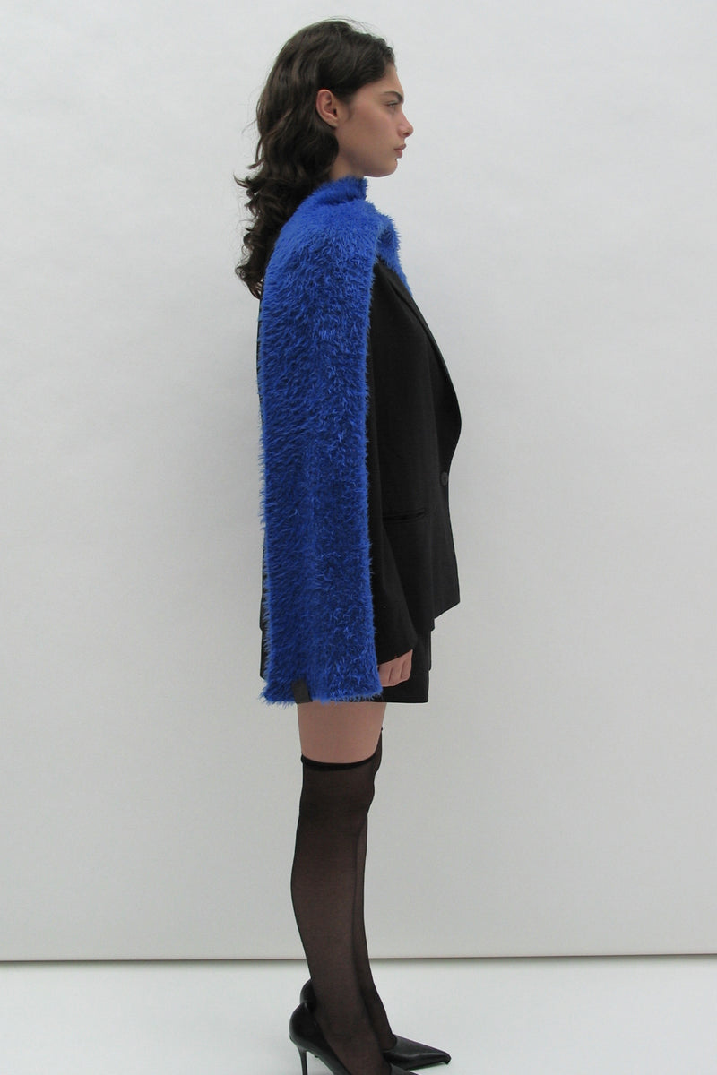 Fluffy navy blue scarf