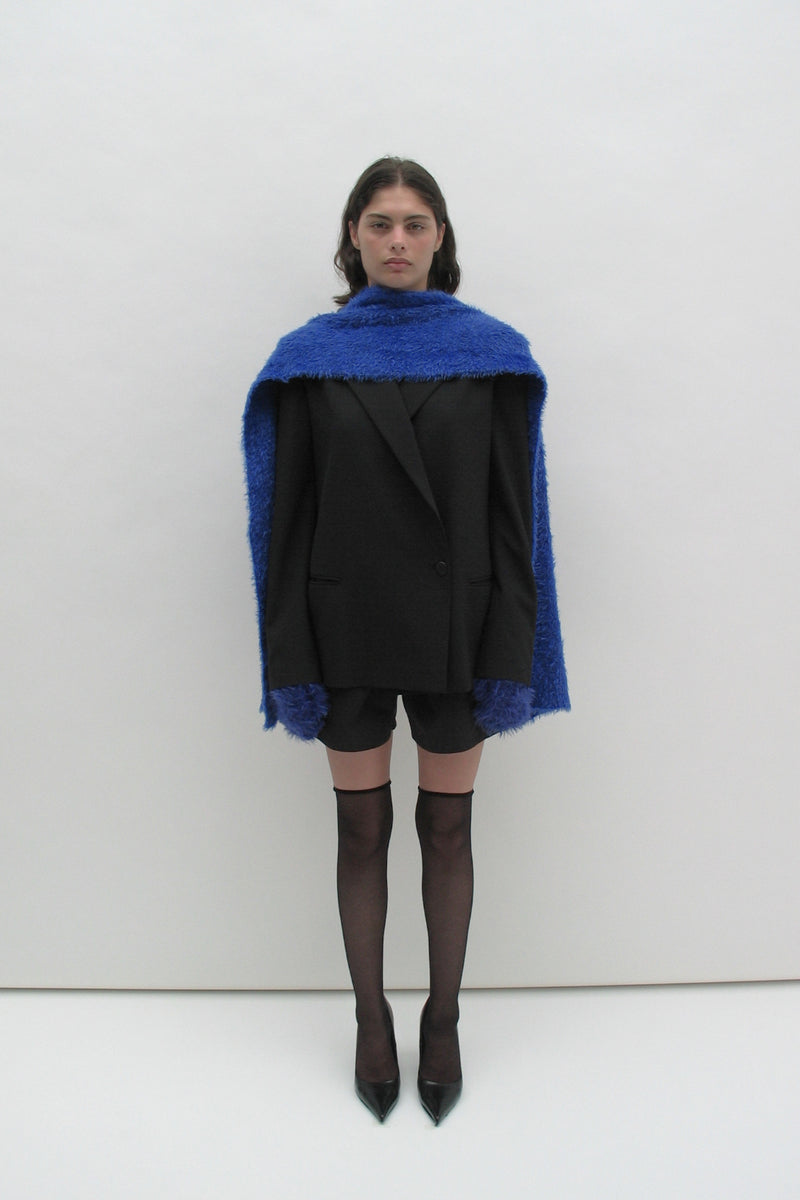 Fluffy navy blue scarf