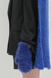Fluffy navy blue mittens