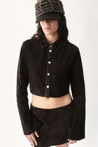 Dark chocolate Micro Suede Blouse