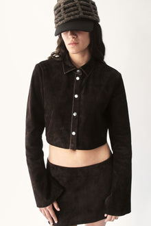 Dark chocolate Micro Suede Blouse