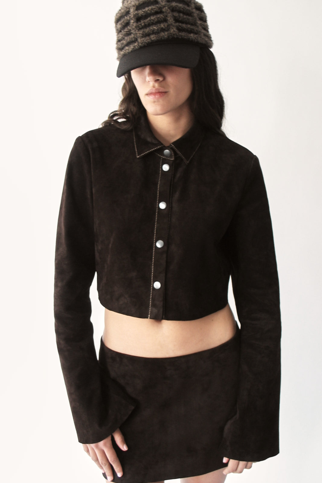 Dark chocolate Micro Suede Blouse