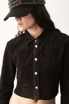 Dark chocolate Micro Suede Blouse