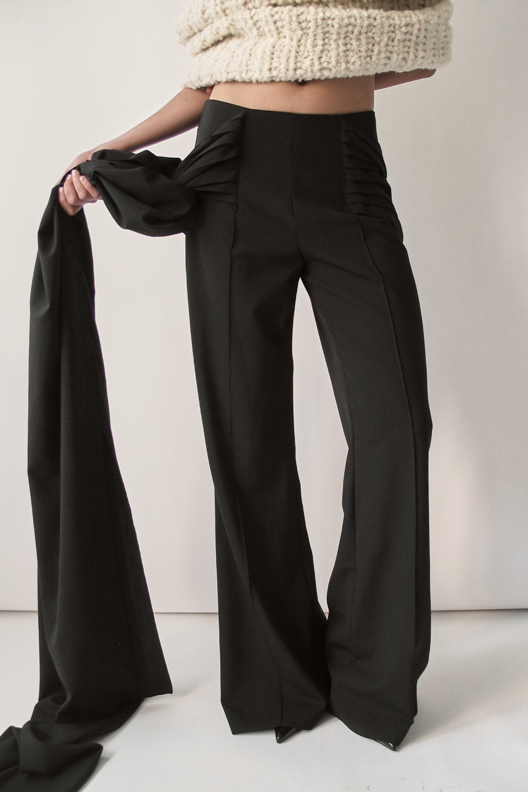 Black Wrap-Tie Pants