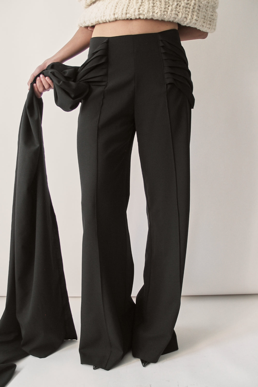 Black Wrap-Tie Pants