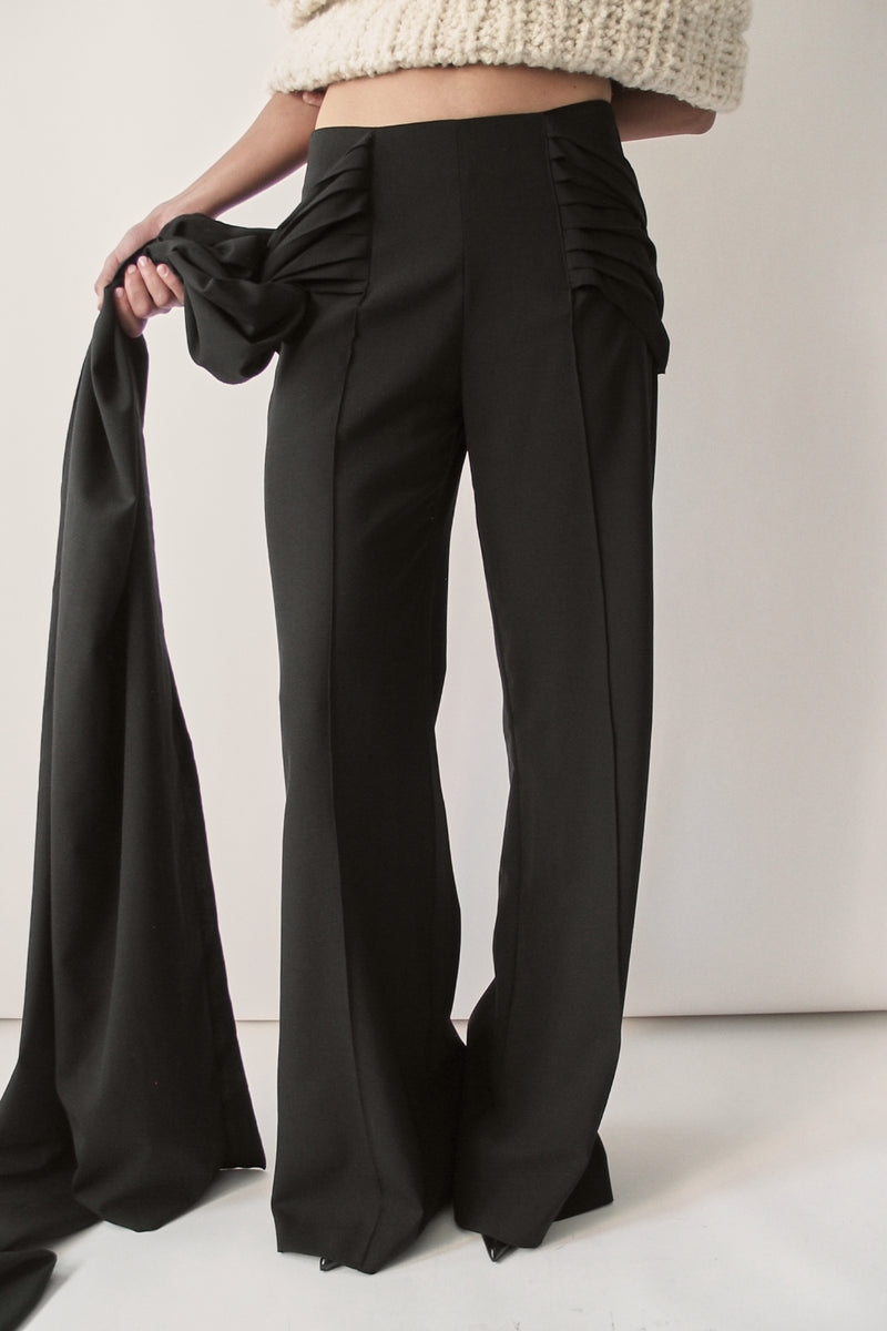 Black Wrap-Tie Pants