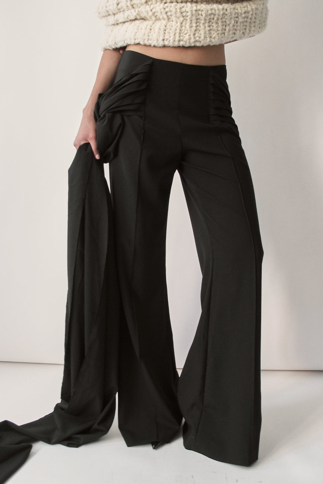 Black Wrap-Tie Pants