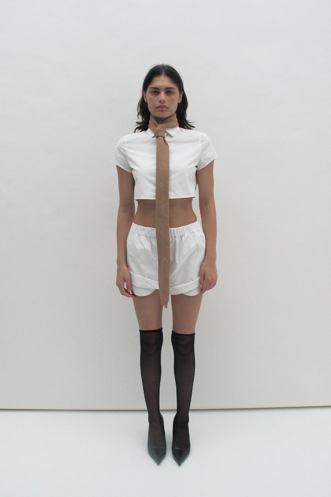 Beige tie-scarf
