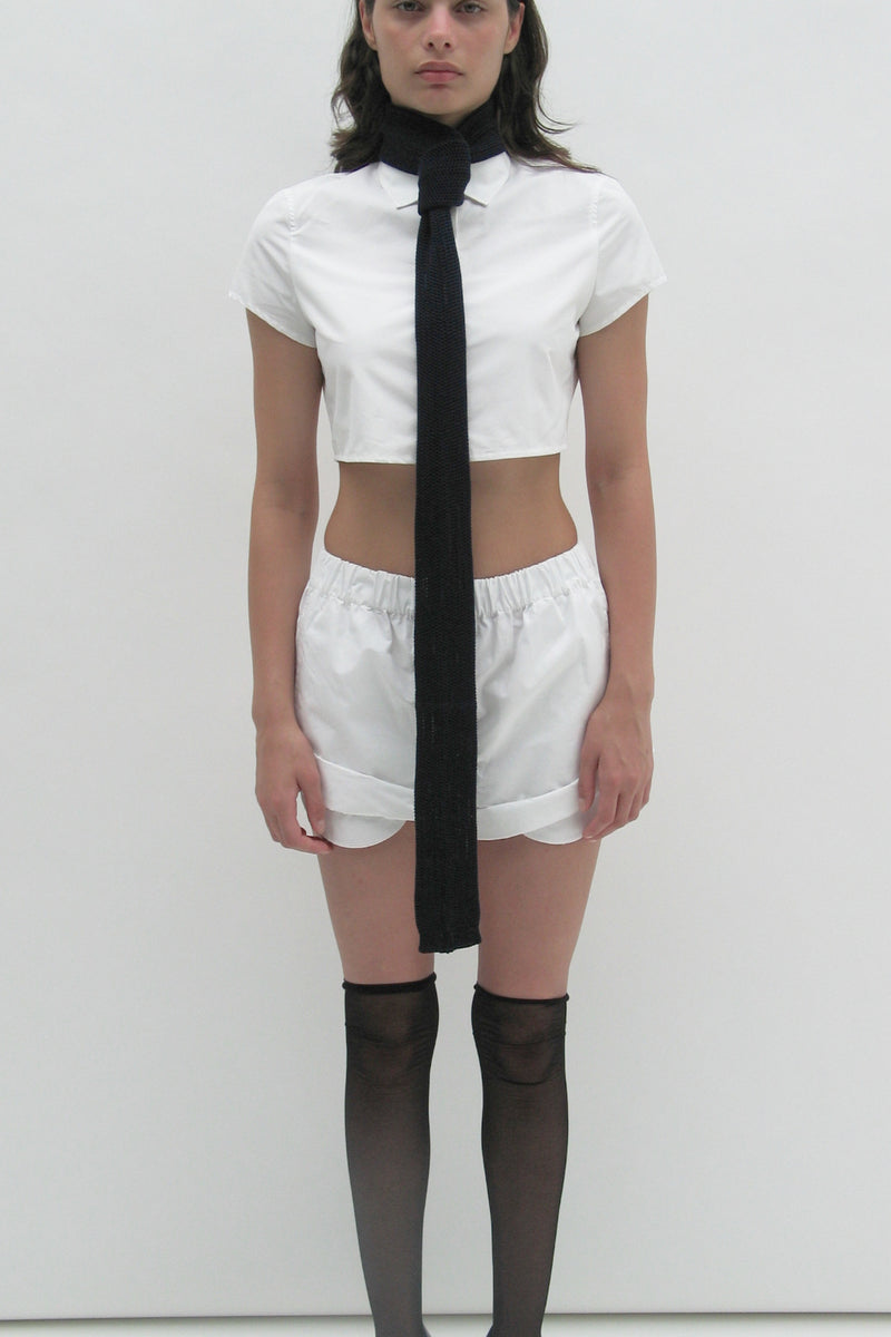 Navy blue tie-scarf