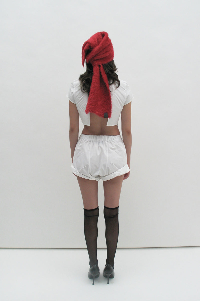 Fluffy red scarf