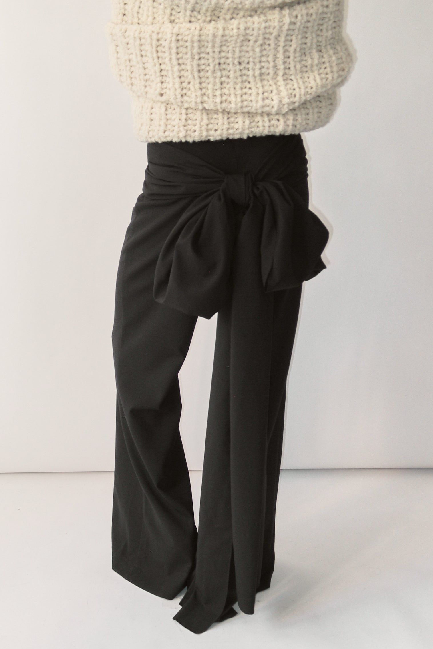 Black Wrap-Tie Pants