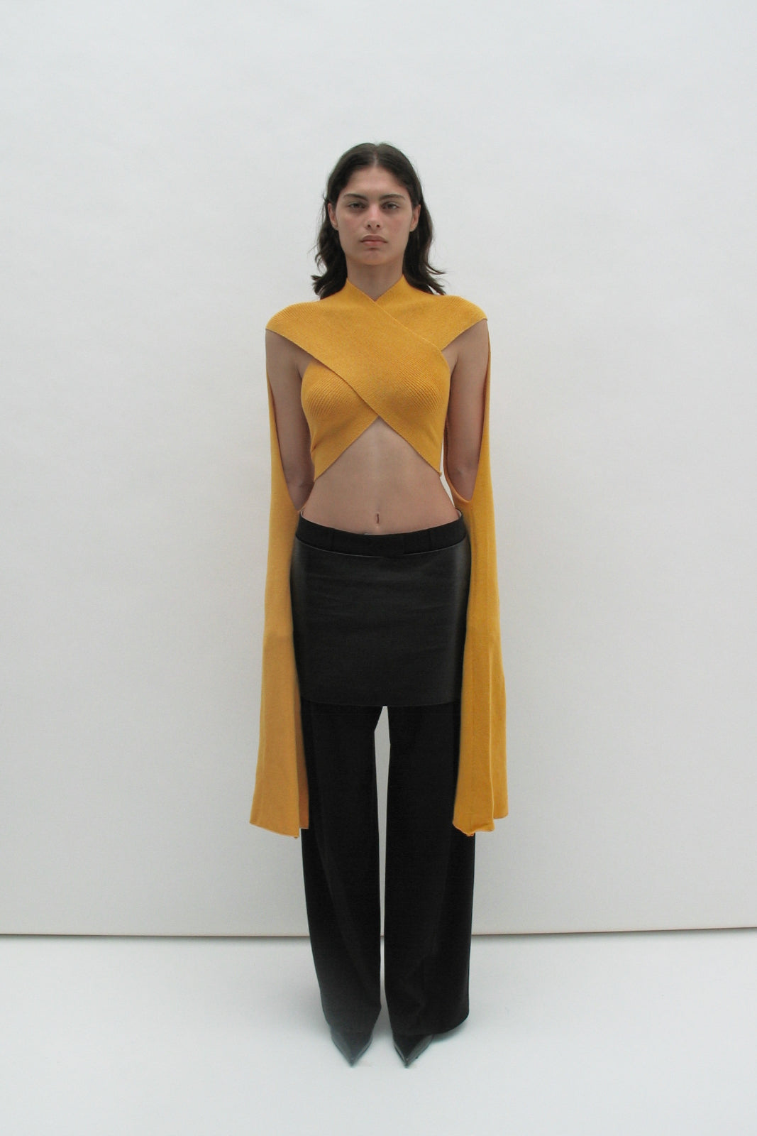 Crossover orange strap top