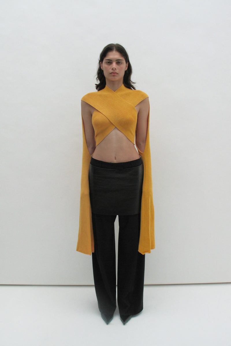 Crossover orange strap top