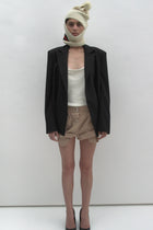 White balaclava with red stripes