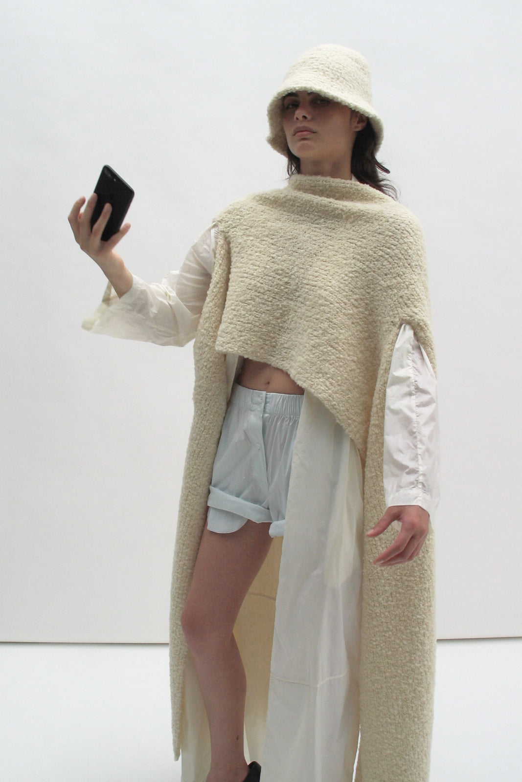 Bouclé merino scarf-transformer
