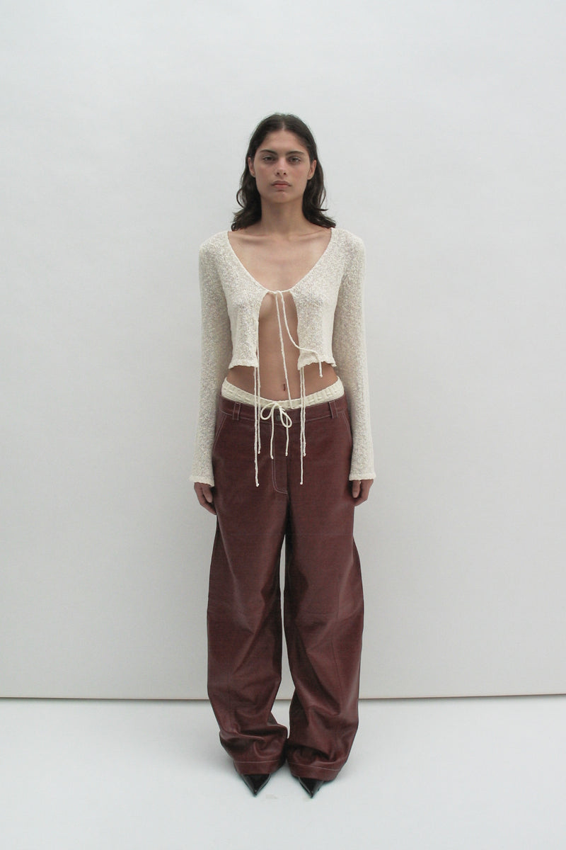 Burgundy leather pants