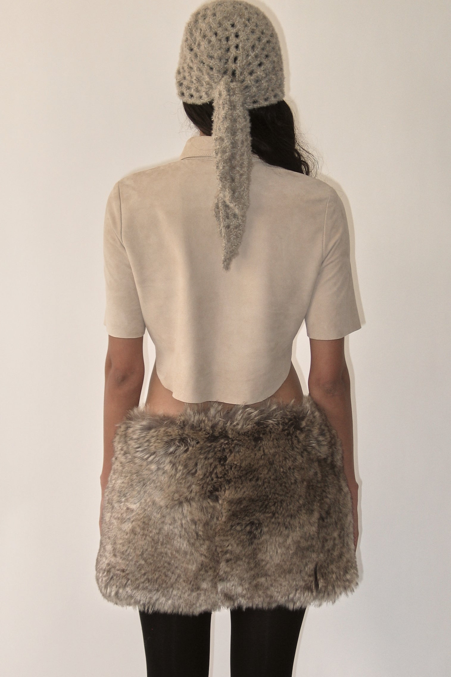 Beige 3/4 Sleeve Micro Suede Blouse