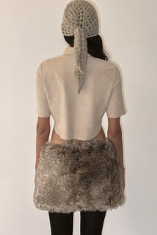Beige 3/4 Sleeve Micro Suede Blouse