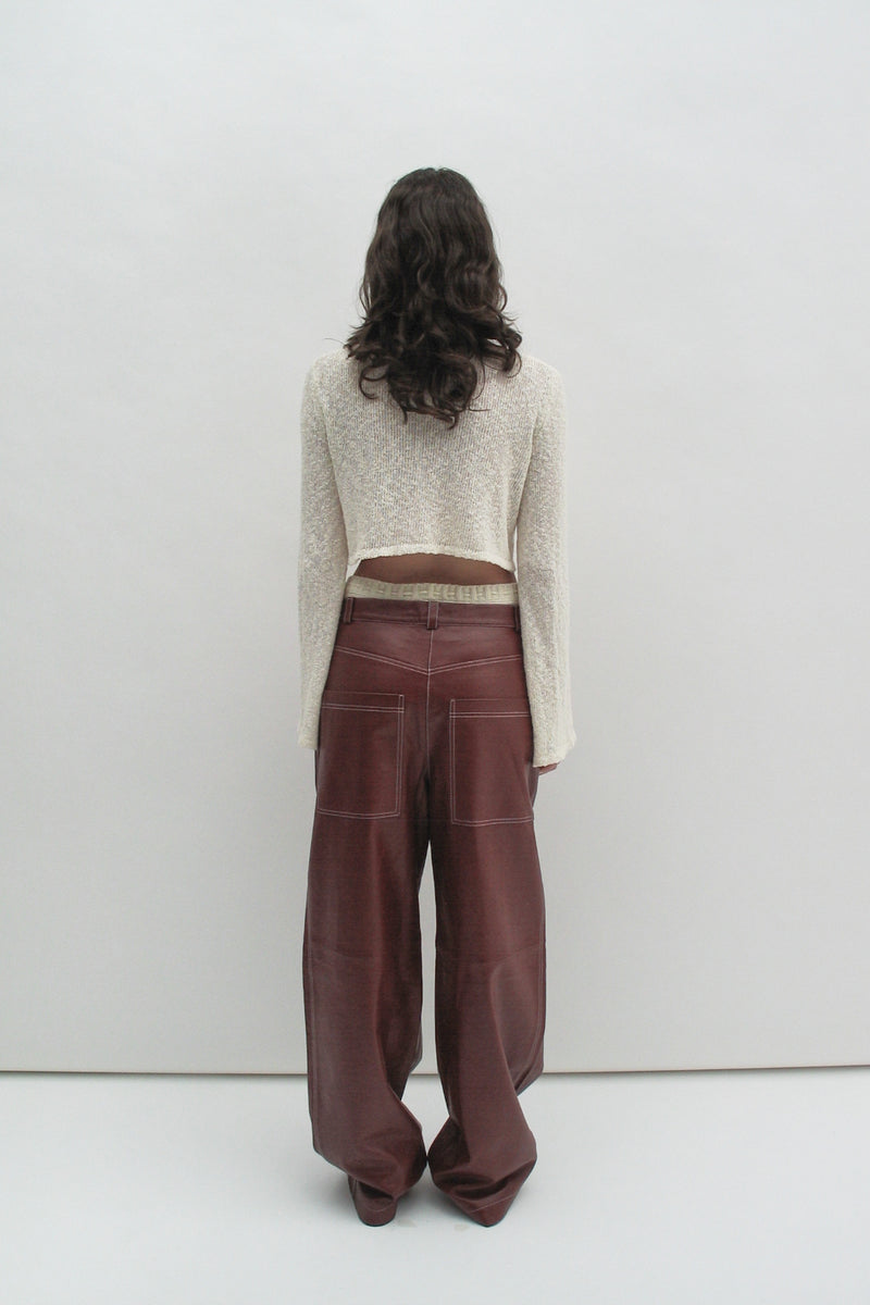 Burgundy leather pants