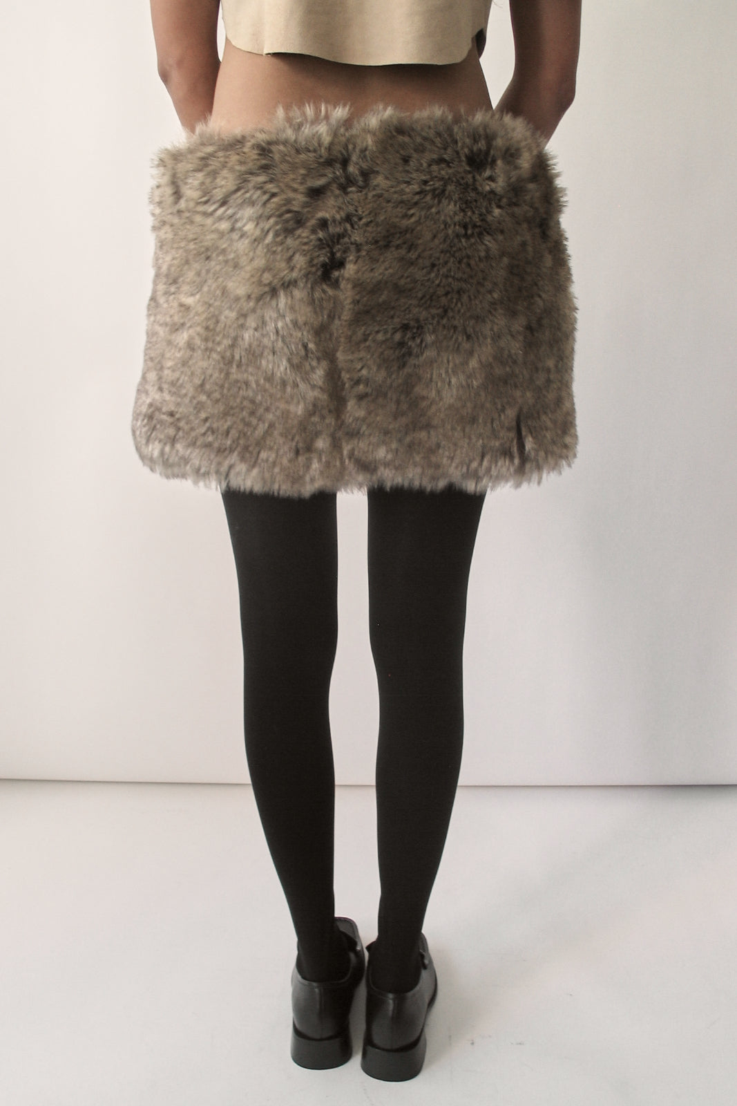 Chameleon Beige Micro Fur Skirt