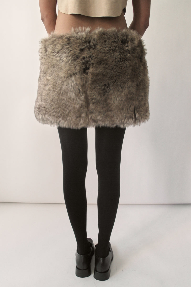 Chameleon Beige Micro Fur Skirt