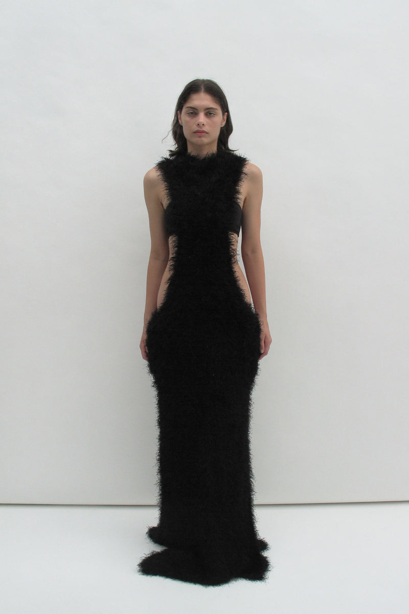Fluffy cutout dress
