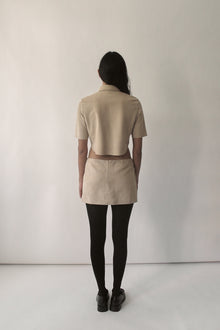 Beige 3/4 Sleeve Micro Suede Blouse