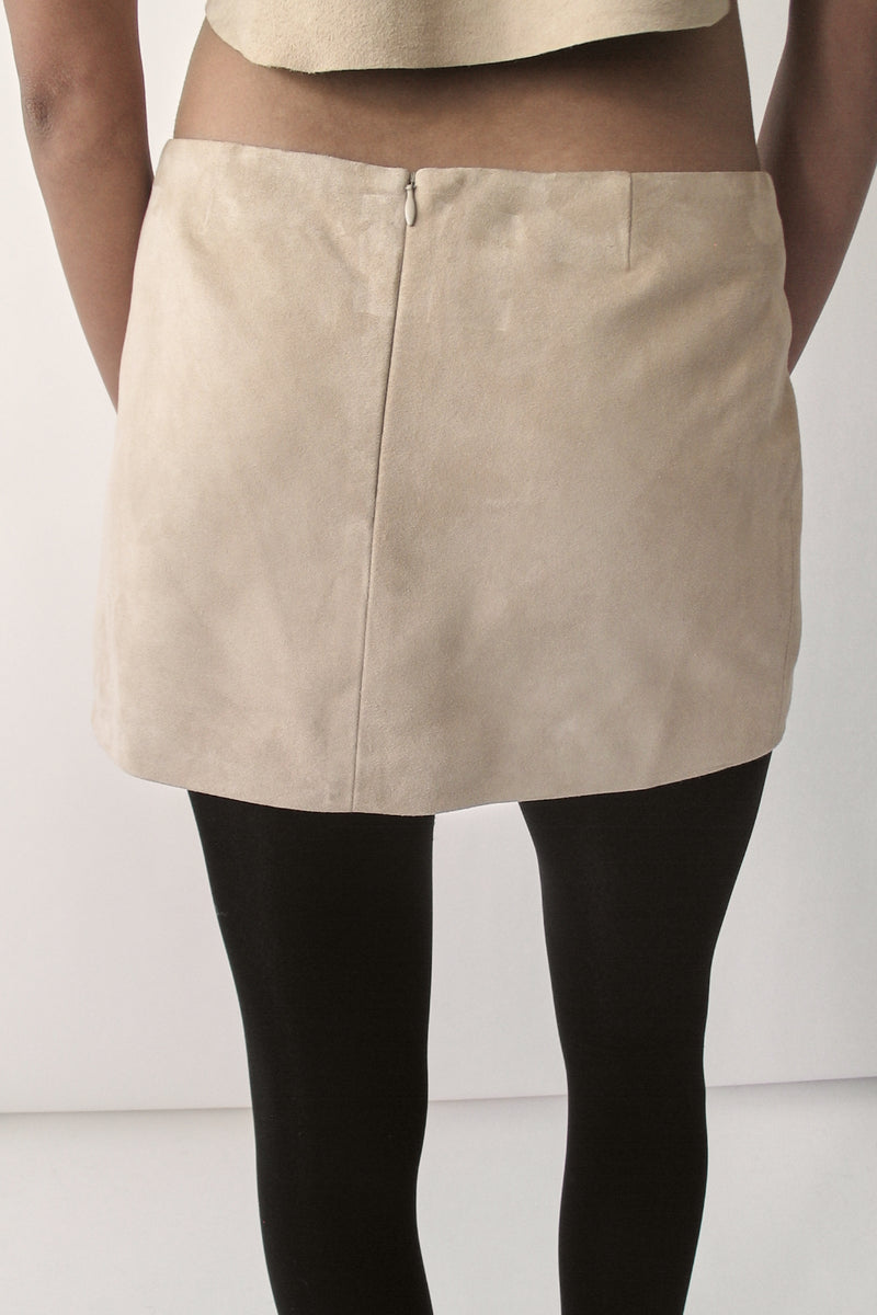 Beige Micro Suede Skirt